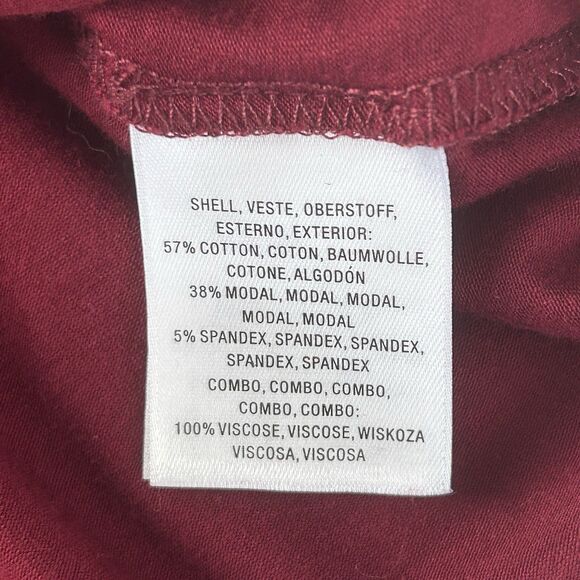 Anthropologie Vanessa Virginia Lenora Tie Front Top Size XL Maroon 3/4 Sleeve - Picture 10 of 11